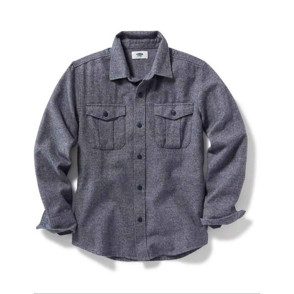 Youth Boys Old Navy Heathered 2 Pocket Flannel Button Down Short - Sz S 6/7